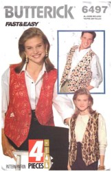 6497 BUTTERICK SO EZ UNISEX TRIM OR NOT VEST PATTERN XS-XL UNCUT